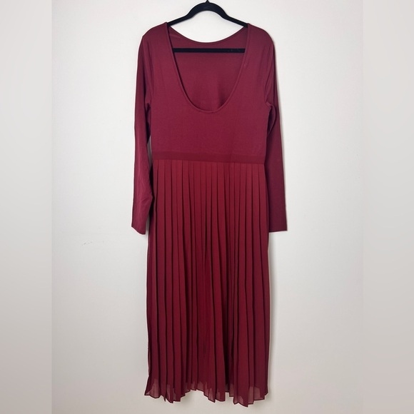 NEW J.Crew Pleated Ballet Dress Burgundy Stretch Cotton Blend A-Line Maxi Dress - Picture 8 of 11